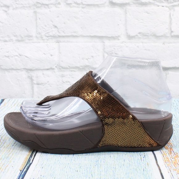 Fitflop Shoes - *Fitflop Electra Bronze Sequined Comfort Slip on Thong Sandals Size US 5